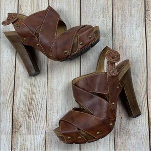 Frye Leather Darcy Peep Heels
